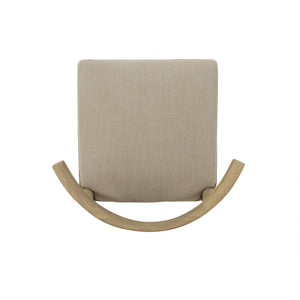 English Elm Dining Chair Set of Two Rubberwood Upholstered Seats Mid-century Modern Open Back Style Linen 74526.00PEBLN