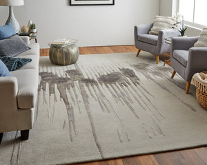 Feizy Rugs Anya Modern Watercolor-inspired Hand-tufted Wool And Viscose Rug For Contemporary Spaces Ivory,Brown,Taupe Wool,Viscose Any8882fgrybrng00