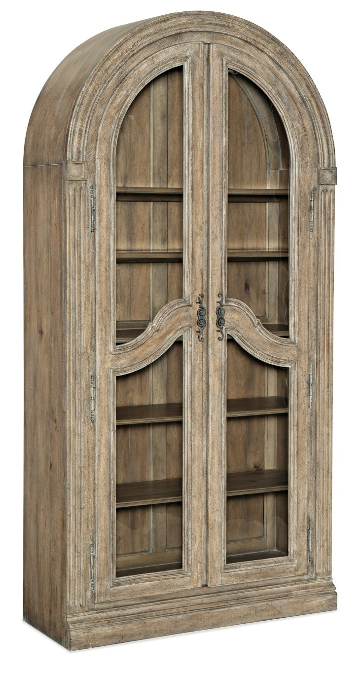 Hooker Furniture Castella Antique Slate Bunching Curio Cabinet — Storybook Curves, Seeded Glass, Adjustable Shelves & Lighting 5878-50001-80
