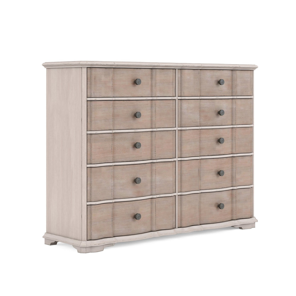 A.R.T. Furniture Alcove Master Chest - Elegant Belgian Ivory & Washed Maple Finish With 10 Spacious Cedar-lined Drawers Light Brown, White Acacia Solids,Maple Veneers,Metal 321132-2801
