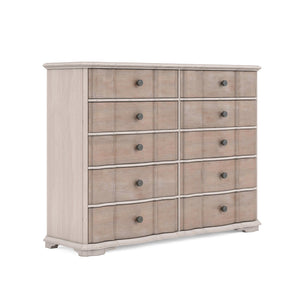 A.R.T. Furniture Alcove Master Chest - Elegant Belgian Ivory & Washed Maple Finish With 10 Spacious Cedar-lined Drawers Light Brown, White Acacia Solids,Maple Veneers,Metal 321132-2801