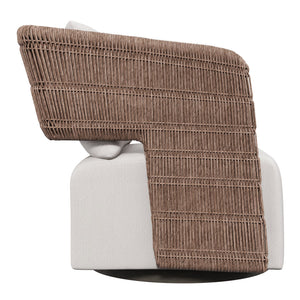 Bernhardt Bernhardt Maldives Swivel Chair — All-Weather Twisted Abaca Wicker, Teak Base, Deep Plush Cushioning - Made to Order O2352SB