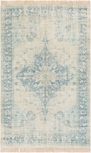 Surya Zainab Handmade 2' X 3' Area Rug - Traditional Cotton & Polyester Design For Timeless Elegance Aqua Cotton,Polyester Zai2300-576