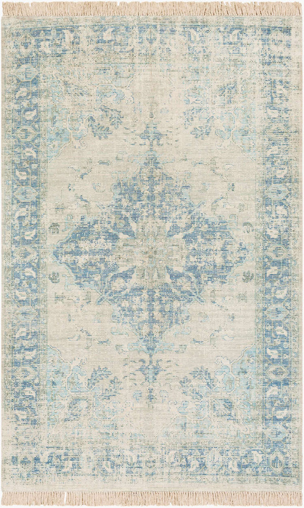 Surya Zainab Handmade 2' X 3' Area Rug - Traditional Cotton & Polyester Design For Timeless Elegance Aqua Cotton,Polyester Zai2300-576