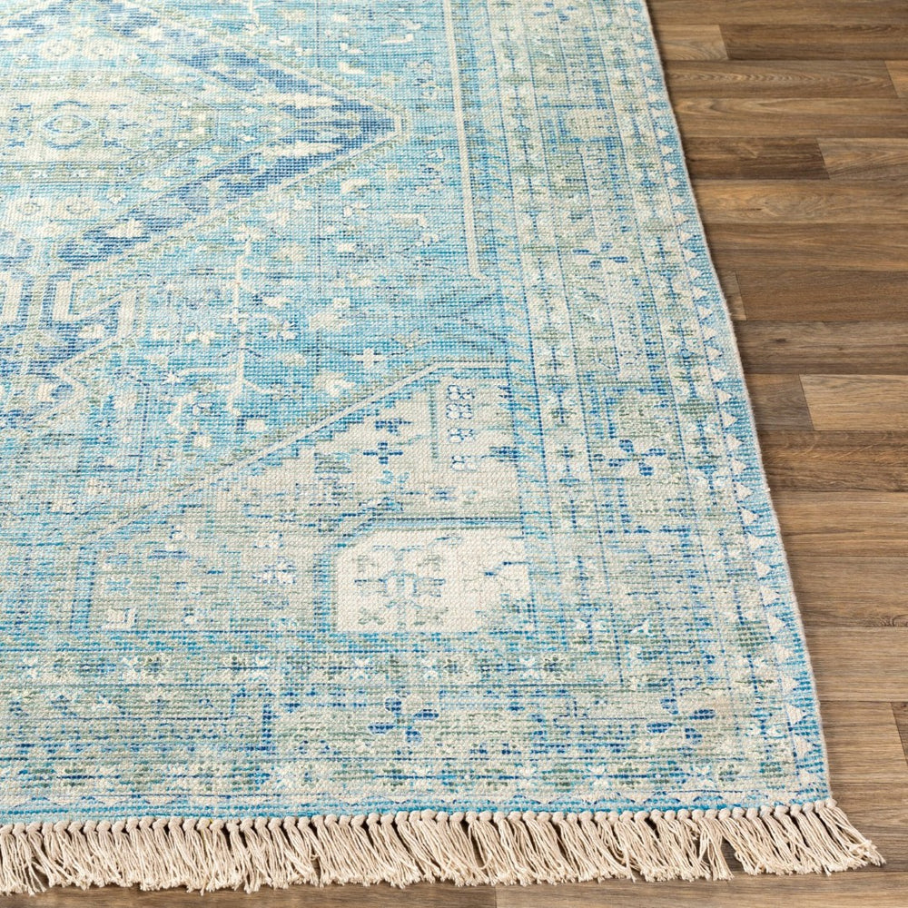Livabliss Zainab Handwoven Flatweave Cotton Accent Rug with Fringe for Entryways and Hallways Aqua, Ink Blue 8' x 10' ZAI2304-810