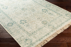 Livabliss Zainab Handwoven Flatweave Cotton Accent Rug with Fringe for Entryway or Bedside Sage, Dark Gree 2' x 3' ZAI2308-23