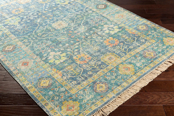Surya Zainab Handmade 2' X 3' Area Rug - Traditional Cotton & Polyester Design For Timeless Elegance Ink Blue Cotton,Polyester Zai2309-234