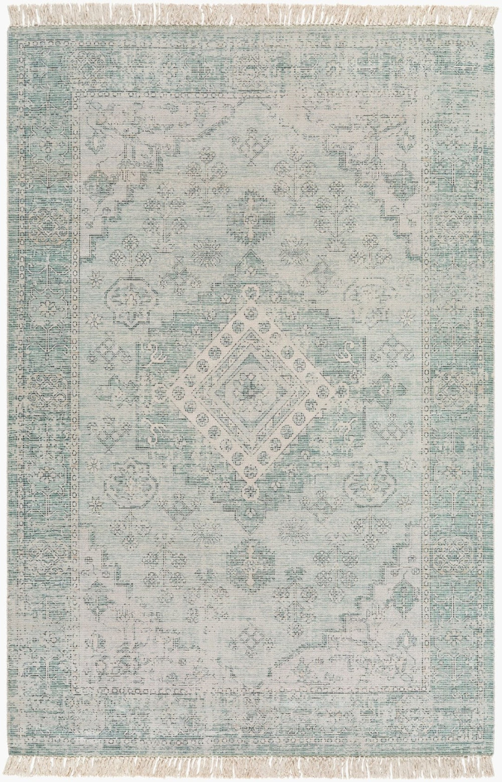 Livabliss Zainab Handwoven Flatweave Cotton Area Rug Traditional Pattern for Entryway or Bath Sage, Dark Gree 2' x 3' ZAI2311-23