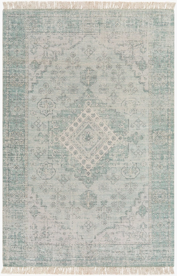 Livabliss Zainab Handwoven Flatweave Cotton Area Rug Traditional Pattern for Entryway or Bath Sage, Dark Gree 2' x 3' ZAI2311-23