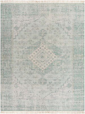Livabliss Zainab Handwoven Flatweave Cotton Area Rug Traditional Pattern for Entryway or Bath Sage, Dark Gree 8' x 10' ZAI2311-810