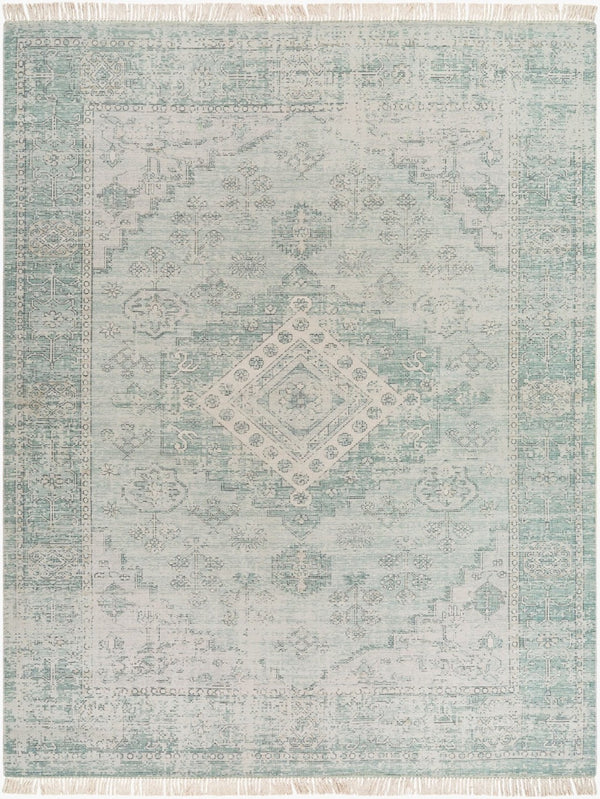 Livabliss Zainab Handwoven Flatweave Cotton Area Rug Traditional Pattern for Entryway or Bath Sage, Dark Gree 8' x 10' ZAI2311-810