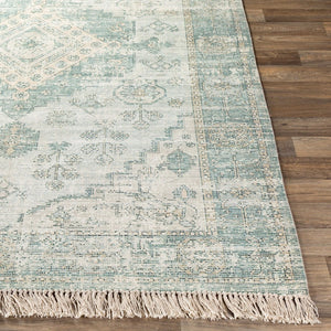 Livabliss Zainab Handwoven Flatweave Cotton Area Rug Traditional Pattern for Entryway or Bath Sage, Dark Gree 8' x 10' ZAI2311-810