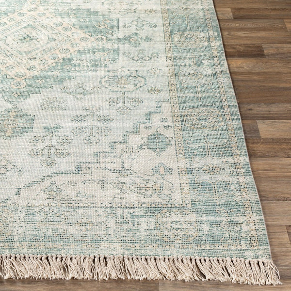 Livabliss Zainab Handwoven Flatweave Cotton Area Rug Traditional Pattern for Entryway or Bath Sage, Dark Gree 8' x 10' ZAI2311-810