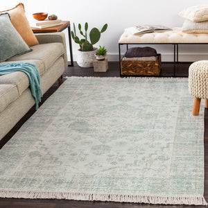 Livabliss Zainab Handwoven Flatweave Cotton Area Rug Traditional Pattern for Entryway or Bath Sage, Dark Gree 8' x 10' ZAI2311-810