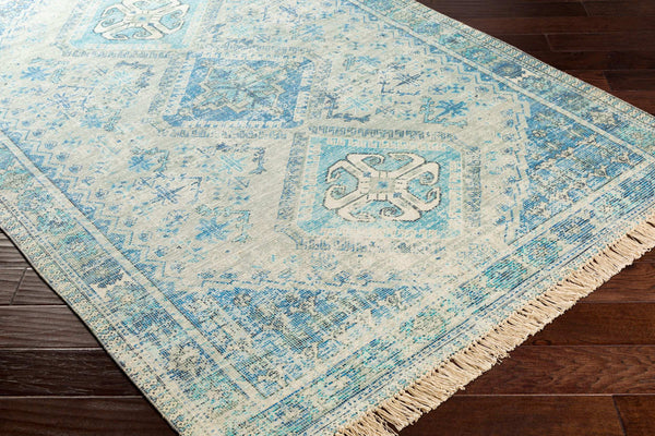 Surya Zainab Handmade 2' X 3' Area Rug - Traditional Cotton & Polyester Design For Timeless Elegance Aqua Cotton,Polyester Zai2314-234