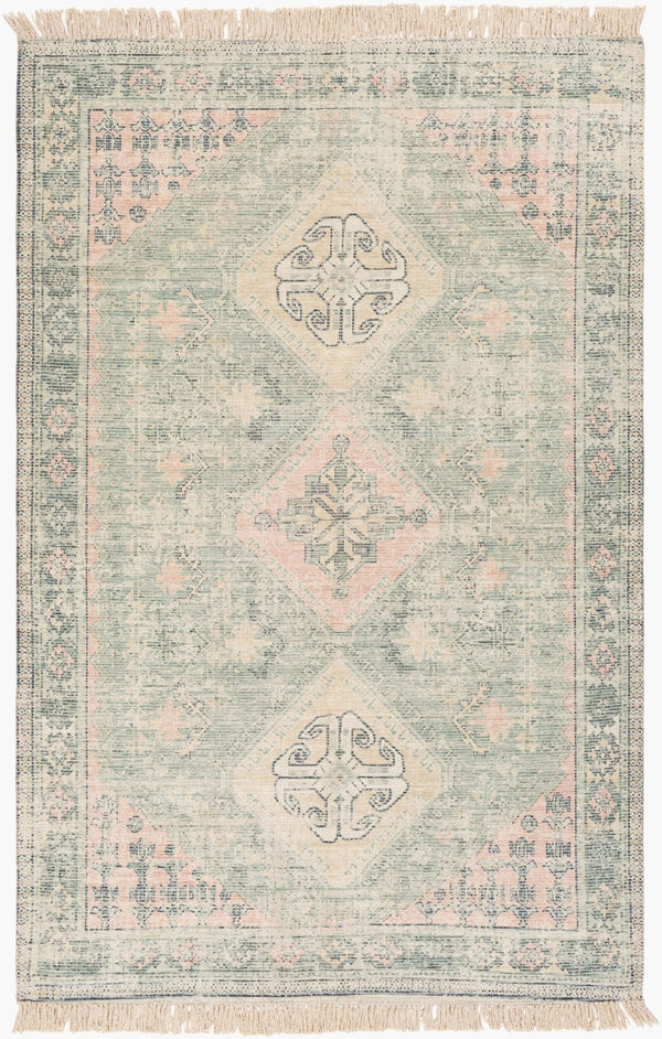 Livabliss Zainab Handwoven Cotton Blend Low Pile Rug with Fringe for Entryways and Hallways Sage, Dark Gree 2'3" x 4' ZAI2316-234