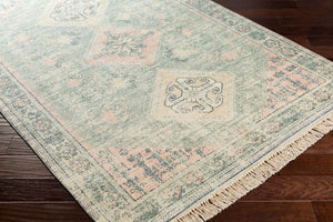 Livabliss Zainab Handwoven Cotton Blend Low Pile Rug with Fringe for Entryways and Hallways Sage, Dark Gree 2'3" x 4' ZAI2316-234