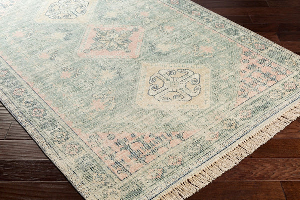 Livabliss Zainab Handwoven Cotton Blend Low Pile Rug with Fringe for Entryways and Hallways Sage, Dark Gree 2'3" x 4' ZAI2316-234