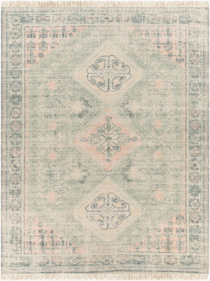 Livabliss Zainab Handwoven Cotton Blend Low Pile Rug with Fringe for Entryways and Hallways Sage, Dark Gree 8' x 10' ZAI2316-810