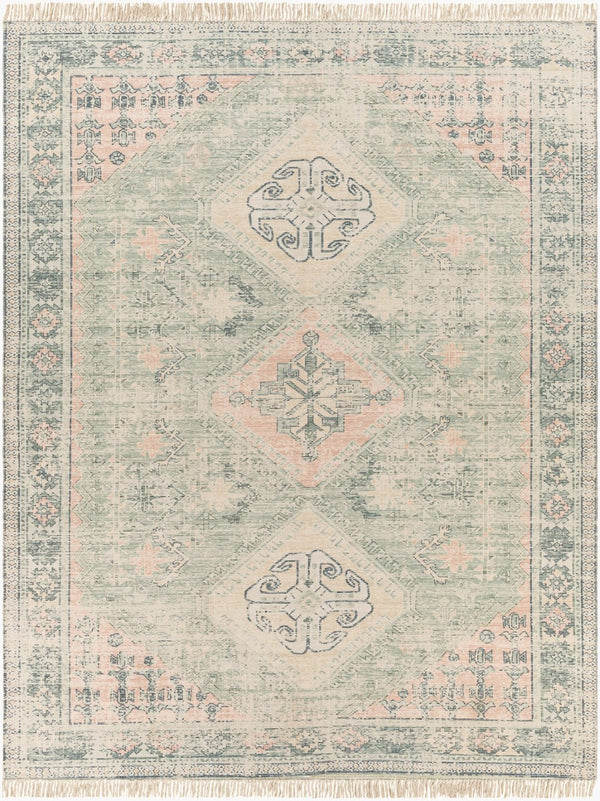 Livabliss Zainab Handwoven Cotton Blend Low Pile Rug with Fringe for Entryways and Hallways Sage, Dark Gree 8' x 10' ZAI2316-810