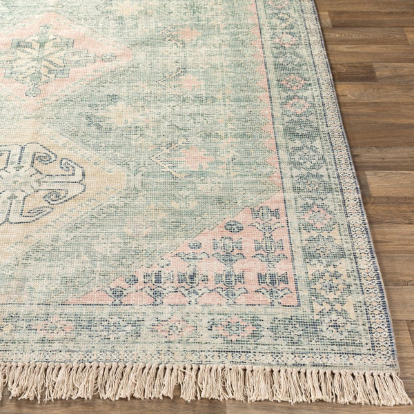 Livabliss Zainab Handwoven Cotton Blend Low Pile Rug with Fringe for Entryways and Hallways Sage, Dark Gree 2'3" x 4' ZAI2316-234