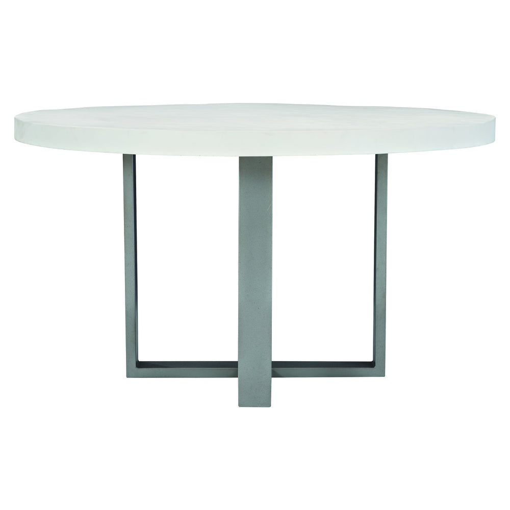 Bernhardt Bernhardt Modern Del Mar 54" Round Concrete Dining Table — Bone Top, Flint Gray Stainless Base, Outdoor Ready K1402