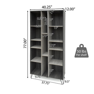 English Elm Christopher Knight Home® - MULTI Function Cabinet Grey Particleboard Tall Bookshelf with Iron Legs, Slim 40.25"W x 77"H 61169.00