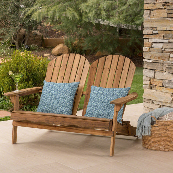 English Elm Christopher Knight Home® - MALIBU Acacia Wood Adirondack Loveseat with Slatted Back for Patio, Durable Weather-Resistant Comfort and Style Natural 46 L x 24 W x 11.75 H 61679.00