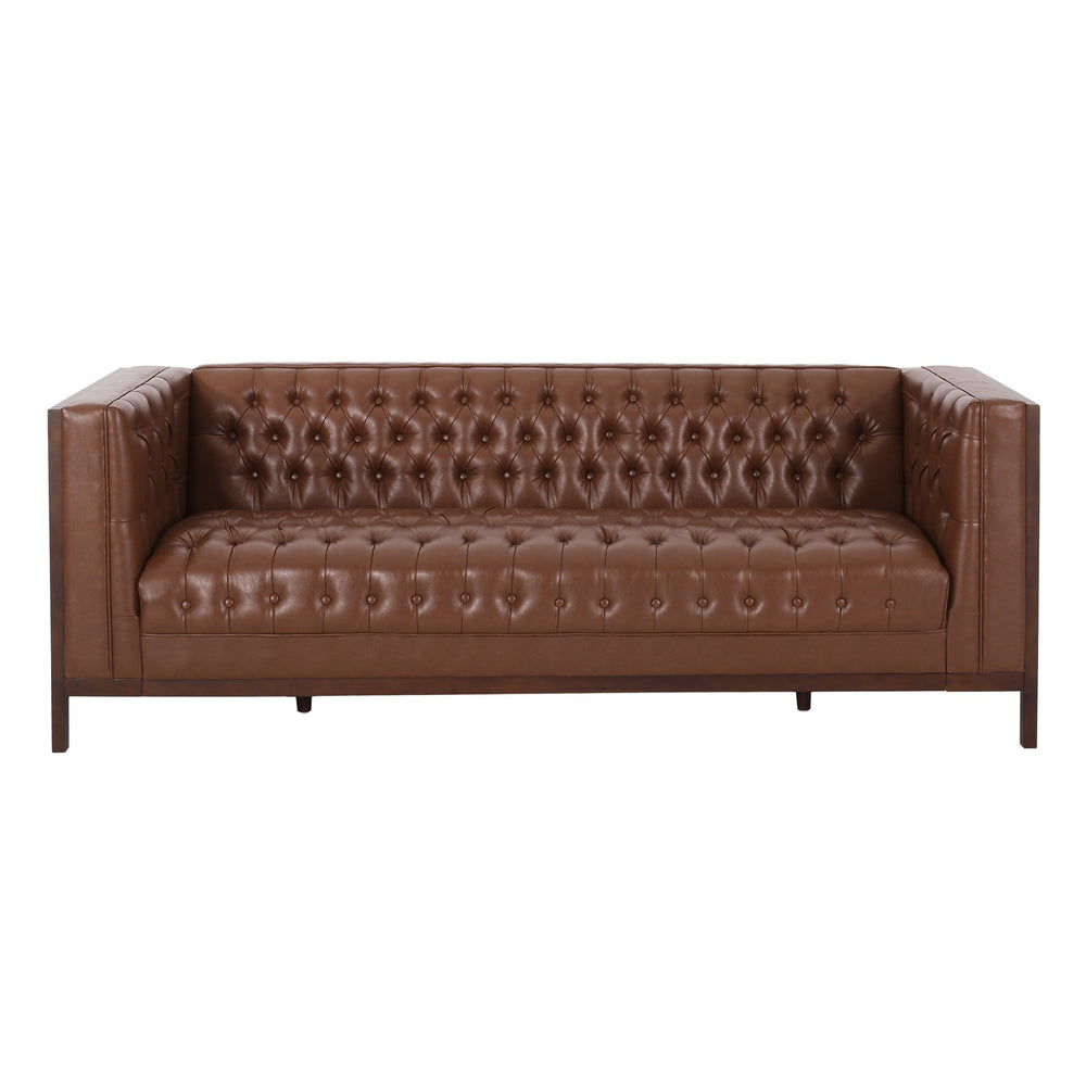 English Elm 3 Seater Mid-century Modern Sofa with Button Tufted Diamond Stitching and Rubberwood Frame 72144.00ACOGN_72144.00BCOGN