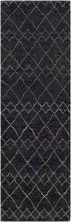 Surya Zara Handmade 2' X 3' Bohemian Rug - Luxurious Wool, Plush Comfort, Timeless Design For Any Room Black Wool,Viscose Zar2305-268