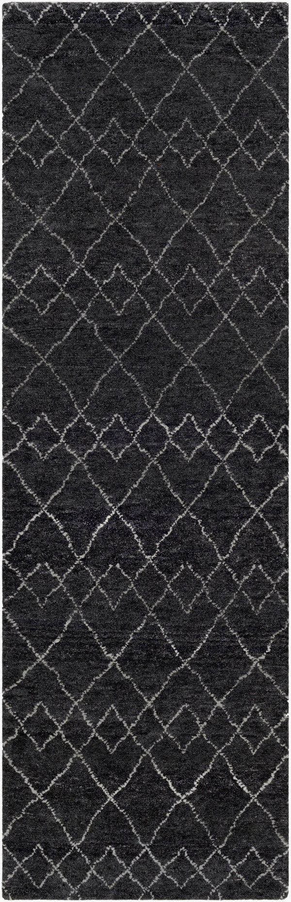 Surya Zara Handmade 2' X 3' Bohemian Rug - Luxurious Wool, Plush Comfort, Timeless Design For Any Room Black Wool,Viscose Zar2305-268