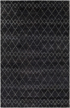 Surya Zara Handmade 2' X 3' Bohemian Rug - Luxurious Wool, Plush Comfort, Timeless Design For Any Room Black Wool,Viscose Zar2305-23
