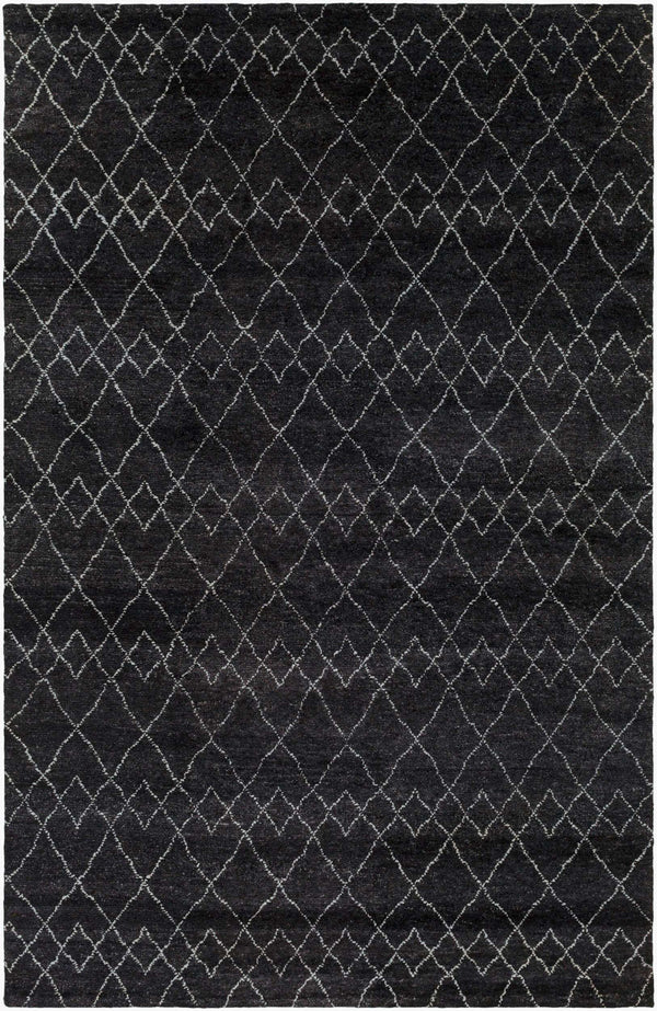 Surya Zara Handmade 2' X 3' Bohemian Rug - Luxurious Wool, Plush Comfort, Timeless Design For Any Room Black Wool,Viscose Zar2305-23