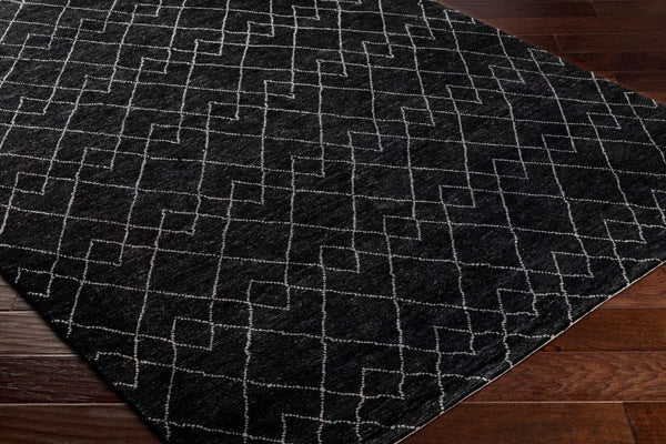 Surya Zara Handmade 2' X 3' Bohemian Rug - Luxurious Wool, Plush Comfort, Timeless Design For Any Room Black Wool,Viscose Zar2305-23