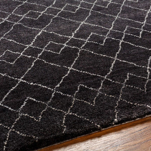 Surya Zara Handmade 2' X 3' Bohemian Rug - Luxurious Wool, Plush Comfort, Timeless Design For Any Room Black Wool,Viscose Zar2305-23