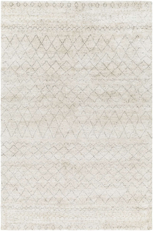 Surya Zara Handmade 2' X 3' Bohemian Rug - Luxurious Wool, Plush Comfort, Timeless Design For Any Room Light Gray Viscose,Wool Zar2306-23