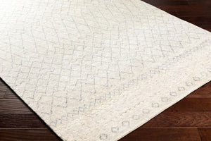 Surya Zara Handmade 2' X 3' Bohemian Rug - Luxurious Wool, Plush Comfort, Timeless Design For Any Room Light Gray Viscose,Wool Zar2306-268