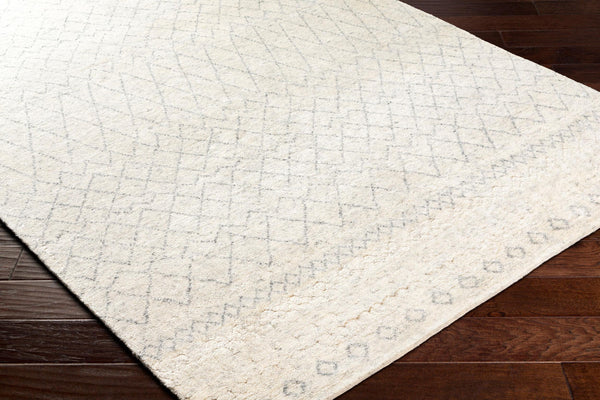 Surya Zara Handmade 2' X 3' Bohemian Rug - Luxurious Wool, Plush Comfort, Timeless Design For Any Room Light Gray Viscose,Wool Zar2306-268