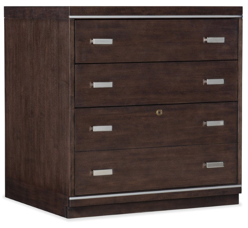 Hooker Furniture House Blend Lateral File Dark Roast Ash With Locking File Drawer, Polished Steel Pulls, 3-Drawer Design 5892-10466-85
