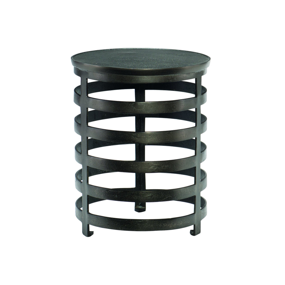 Bernhardt Bernhardt Apsley Sculptural Round Chairside Table — Textured Black Nickel Accent, Compact 16" X16" X20" 375161