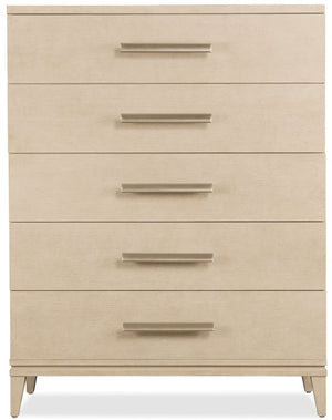 Hooker Furniture Westwood Five Drawer Chest With Cedar-Lined Drawer, Radiance Hardware, Polished Limestone Oak Finish 6133-90010-80
