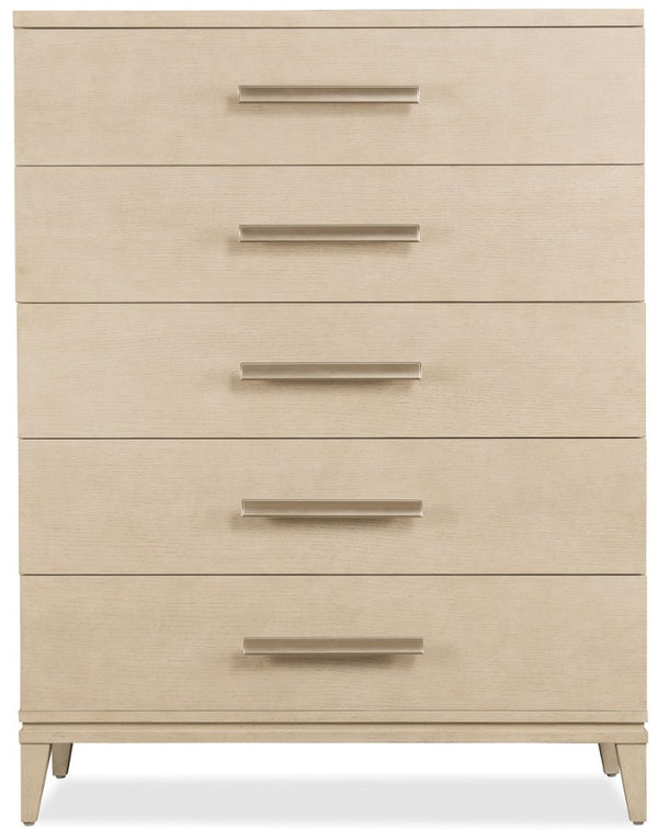 Hooker Furniture Westwood Five Drawer Chest With Cedar-Lined Drawer, Radiance Hardware, Polished Limestone Oak Finish 6133-90010-80
