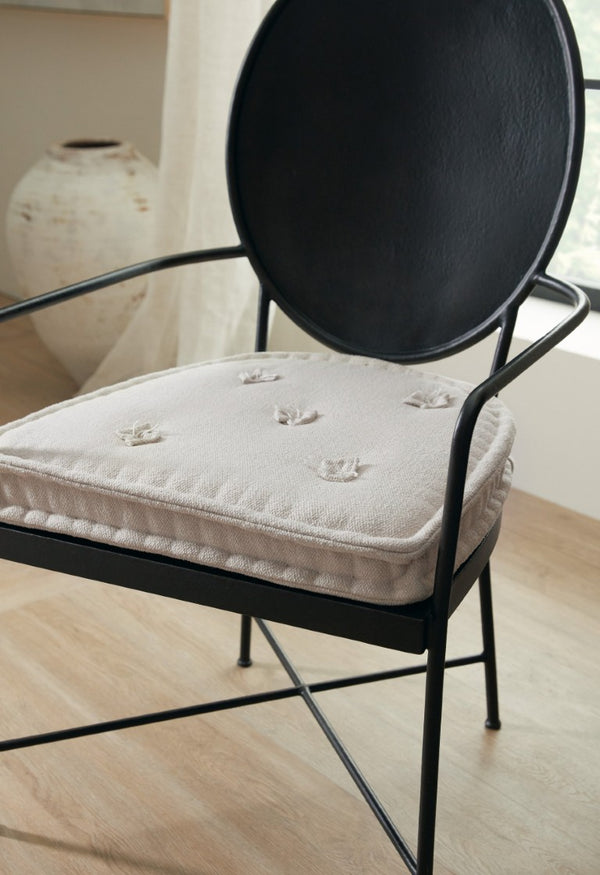 Hooker Furniture Ciao Bella Metal Arm Chair With Aged Bronze Distressed Finish, Reversible Tufted Tuscan Cushion, Versatile Dining Seating 5805-75400-89