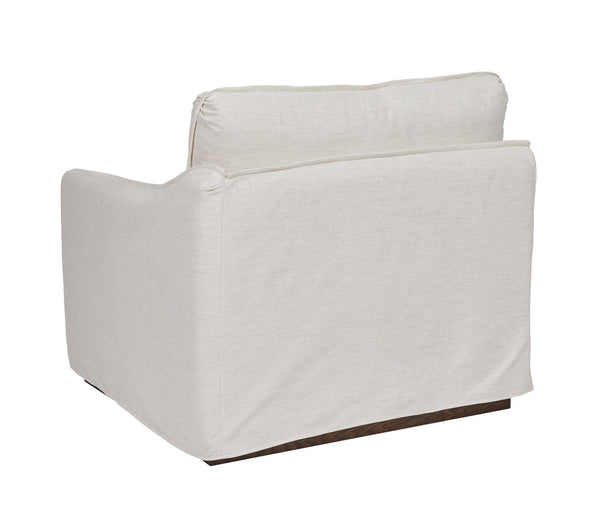 A.R.T. Furniture Alias Raf Chair - Transitional Design With Light Oak Finish, Cozy Down Cushions & Luxurious Slipcover White Slipcover In A Polyester,Linen Blend Fabric,In A Vanilla Coloration 761511-5302