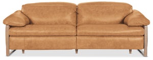 Hooker Furniture Jericho Oversized Power Sofa In Dallas Toffee Leather With Sleigh Frame, Usb & Power Headrest 43.20 L x 89.30W x 32.20H SS461-PH025-087