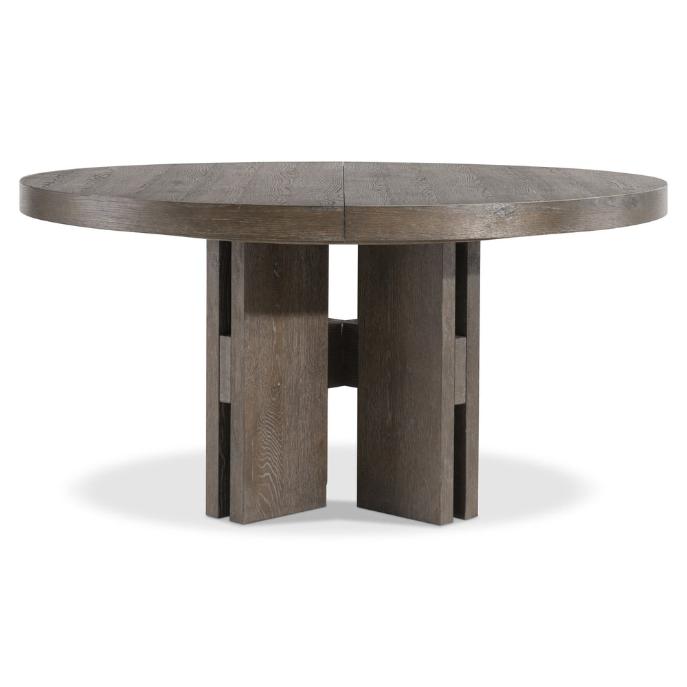 Bernhardt Bernhardt Outline Round Dining Table With Cassel Wire-Brushed Oak, Pedestal Base, 18" Leaf Expansion K2214