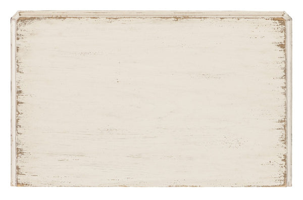 Hooker Furniture Americana Vintage-Inspired Three-Drawer Nightstand With Distressed Oak Finish, Scalloped Base & Bronze Hardware Whites/Creams/Beiges 7050-90015-02