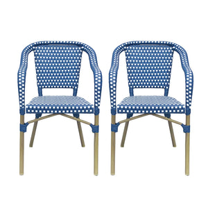 English Elm Bistro Chair Set of 2 French Country Woven Aluminum Outdoor Patio Seating Pair 72906.00NVY