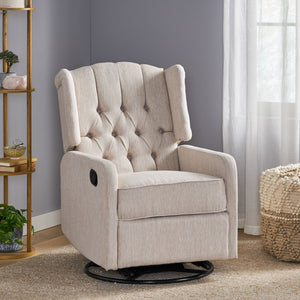 English Elm Christopher Knight Home® - Classic Linen Recliner Chair with 360° Swivel and Manual Recline, Durable Frame, Cozy Upholstery Beige 66842.00BGE