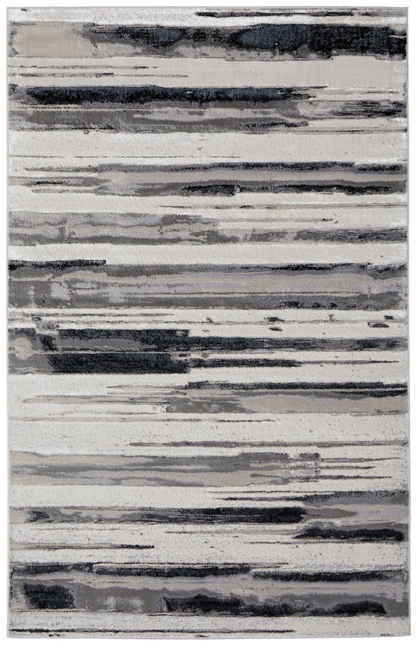 Feizy Rugs Micah Modern Abstract Area Rug - Durable Machine-made Soft Polyester For High Traffic Spaces Silver,Gray,Black Polyester,Polypropylene 6943049fslv000g22